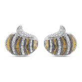 Curved Striped Raw Diamond Cufflinks